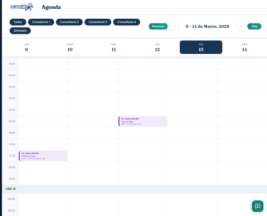 Weekly calendar view